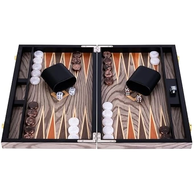 Backgammon Set - Folding Board Leather Case Portable