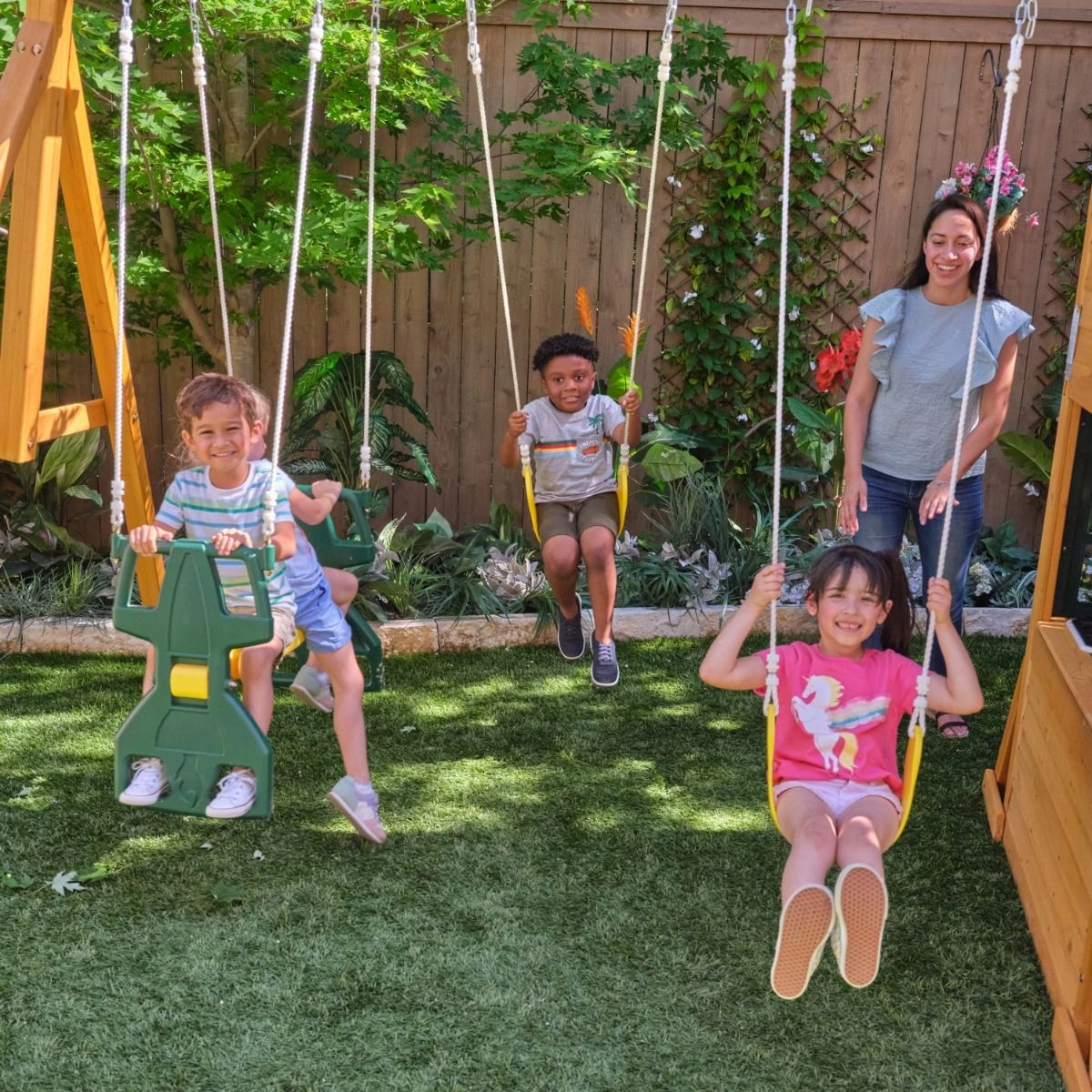 Bear Cave Lodge - Wooden Swing Set