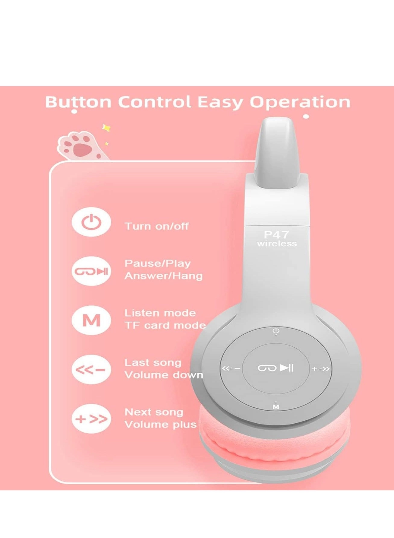 Cat Ear LED Wireless Headphone