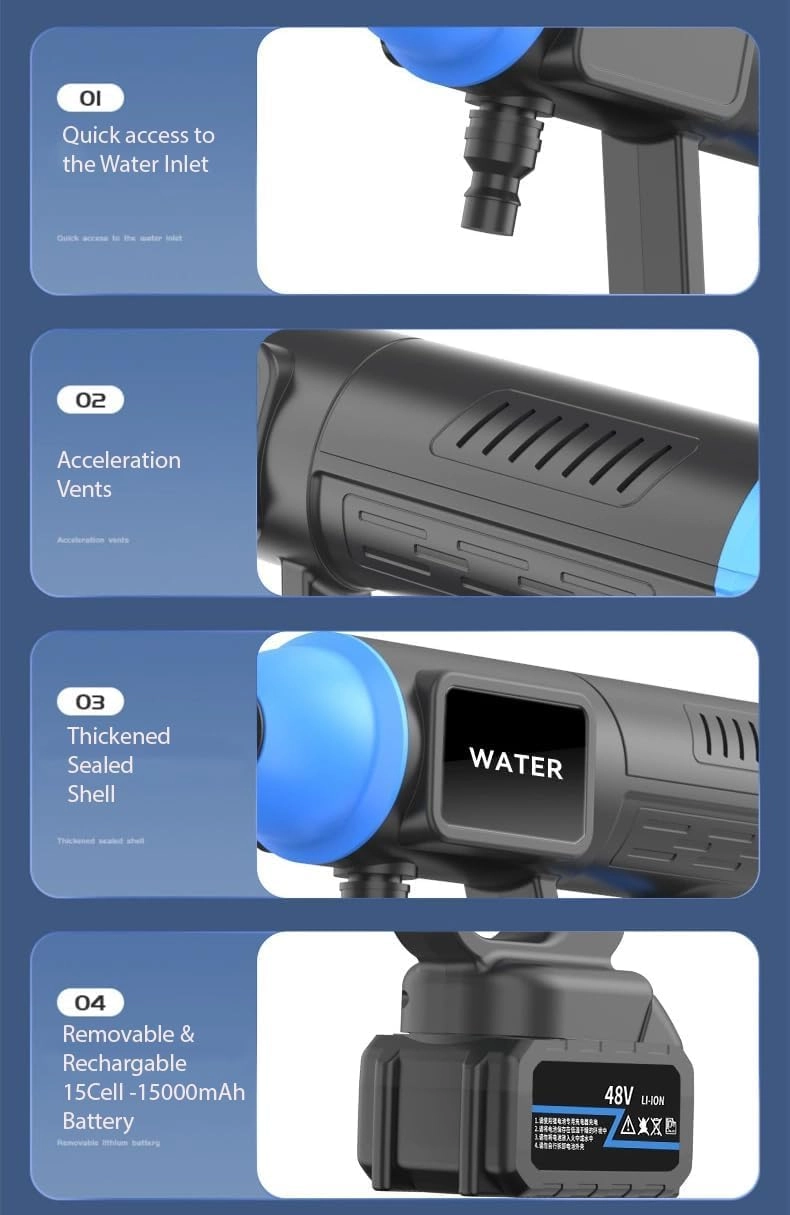 Cordless Portable Pressure Washer Gun - 48V 12000mAh 6 Spray Modes