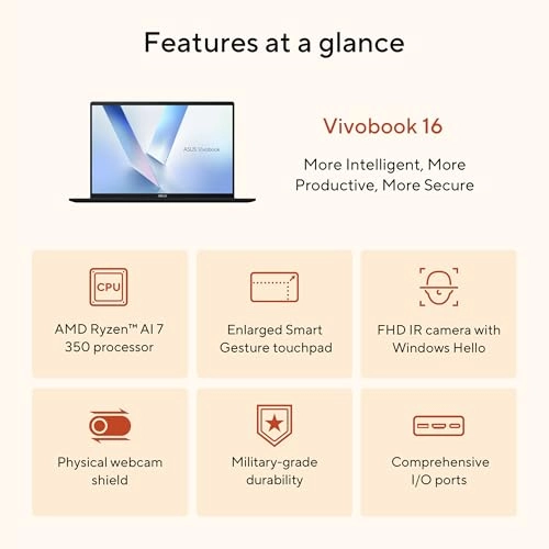 Vivobook 16 - 16'' 1TB 16GB Ryzen AI 7 350