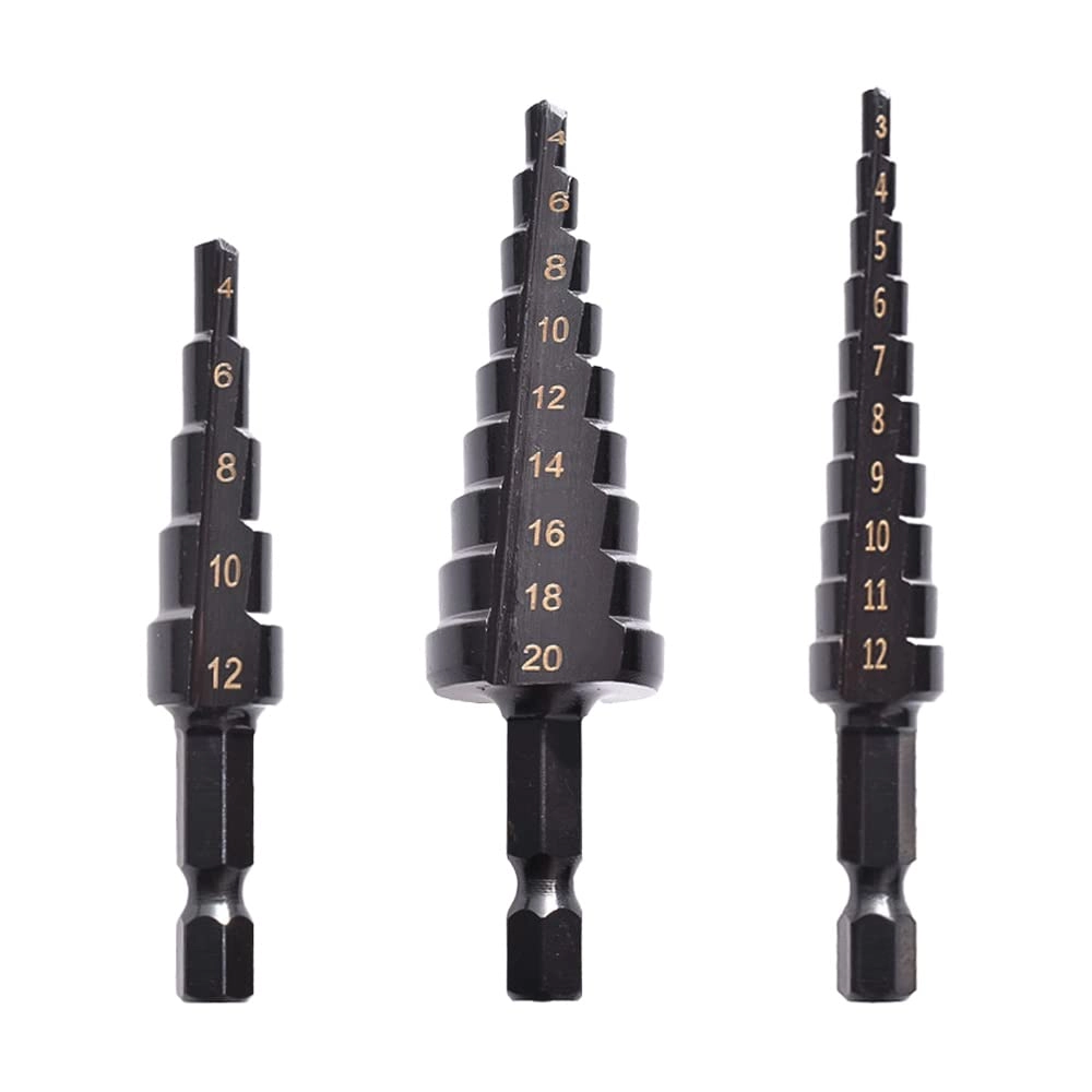 Step Drill Bit Set - High Speed Steel with Titanium Coating 3 Pcs/Set