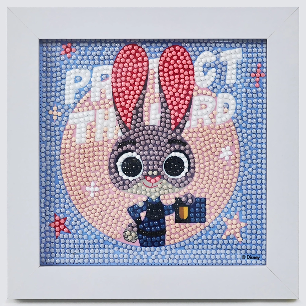 Zootopia Diamond Framed Painting Kit - 1 Canvas, 1 Frame, 1 Diamond Tray, 1 Wax Square, 1 Diamond Painting Stylus, 6 Colorful Diamonds