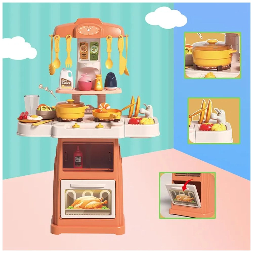 Kid's Kitchen Toys With Light & Sound Playset - 44pcs (5551007-889-269)
