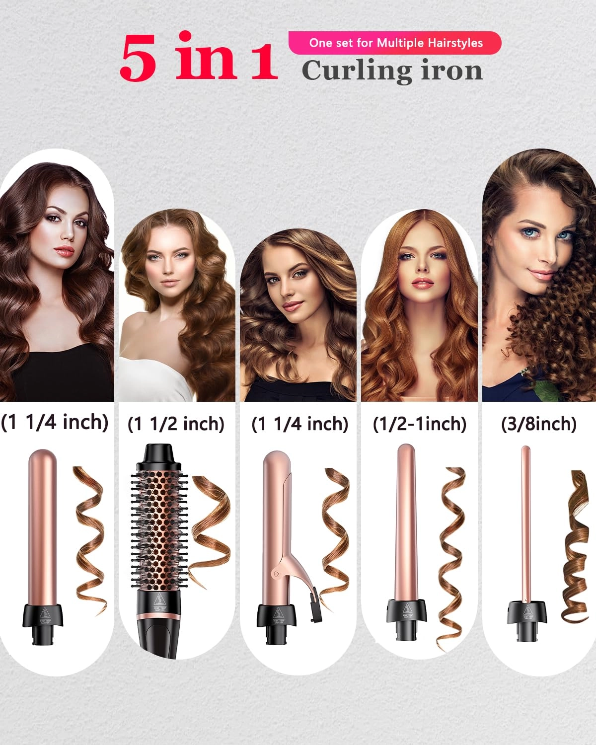 MN-C14A - 5-in-1 Thermal Brush 4 Interchangeable Ceramic Barrels