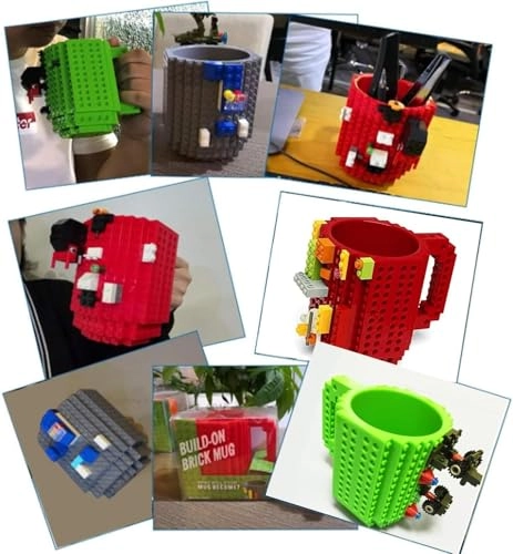 Build-On Brick Plastic Mug - 3 Bags of Bricks 350 ml