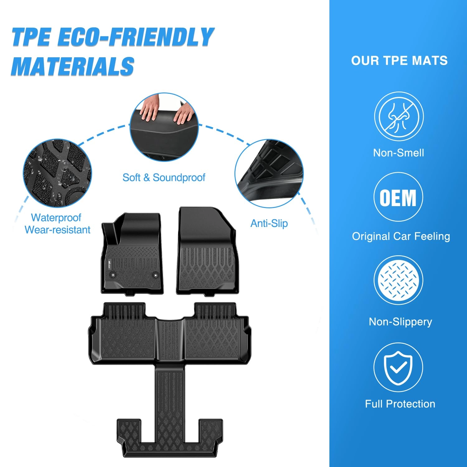TPE Floor Mats - GMC Acadia 2017 2018 2019 2020 2021 2022 Bucket Seats