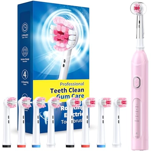 Rotating Electric Toothbrush - 8 Brush Heads 4 Modes 25-Day Battery Life
