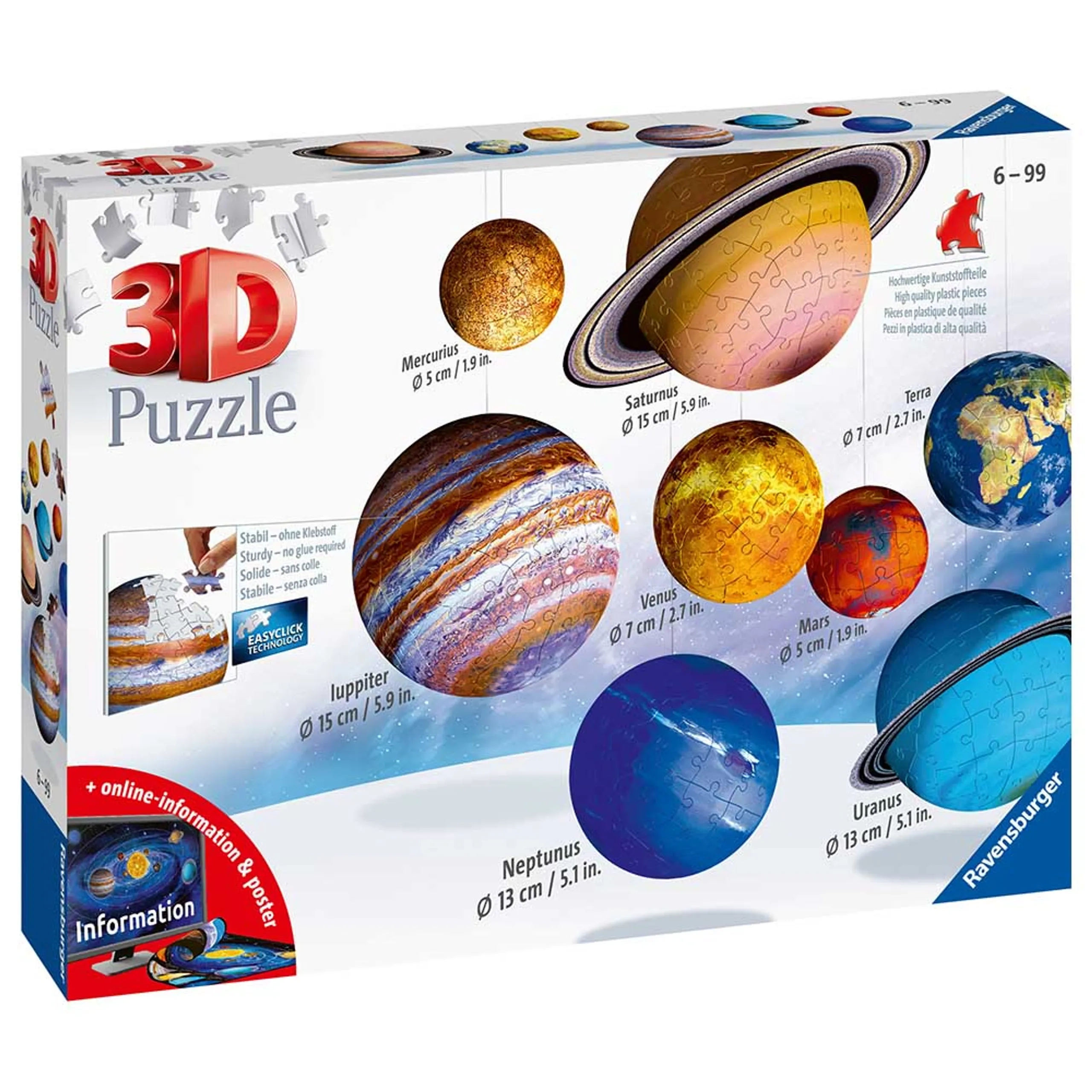 Ravensburger Solar System 3D Puzzle (EM-11668-3) - 27/54/72/108 pcs