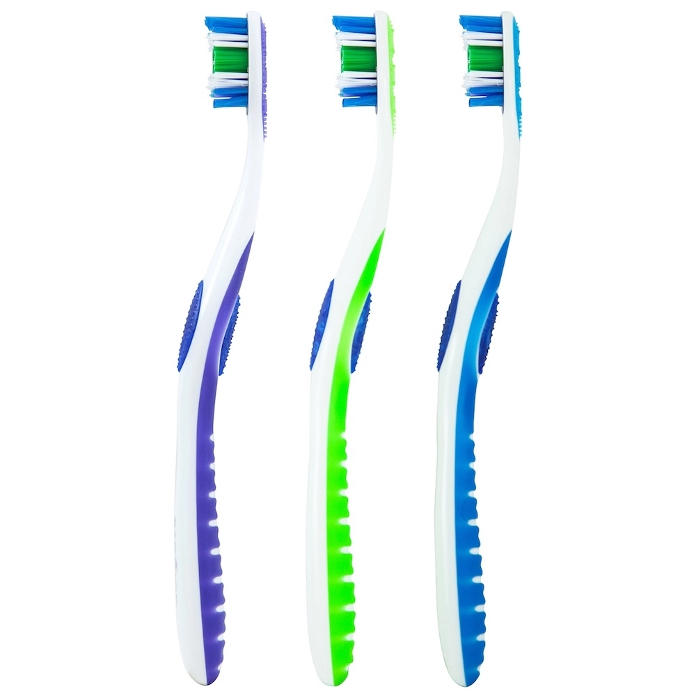 360 Whole Mouth Clean Toothbrush - Medium 3-Piece Pack Multicolor