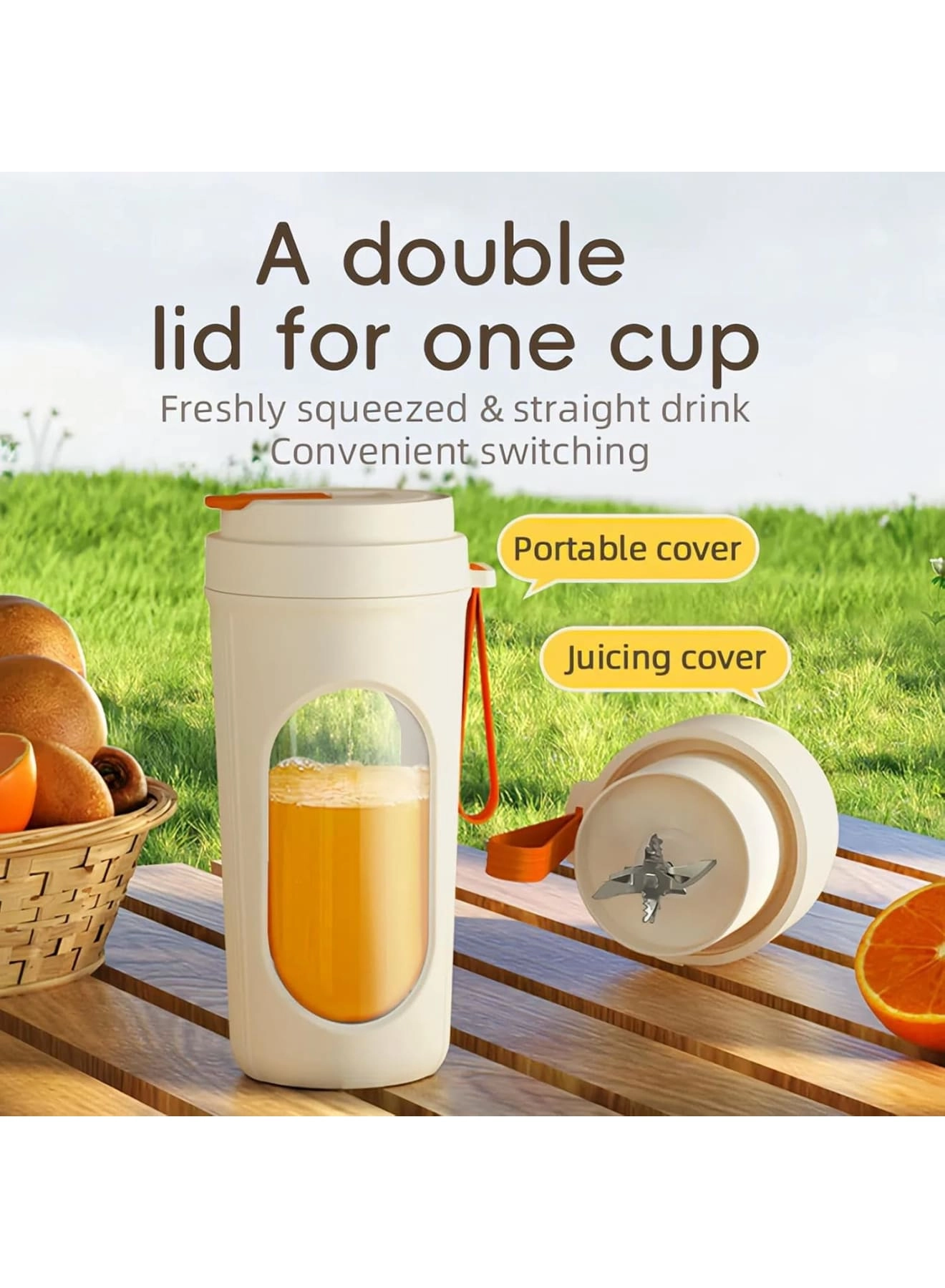 Portable Blender Smoothie Maker - Rechargeable Leakproof Lid Sip Spout