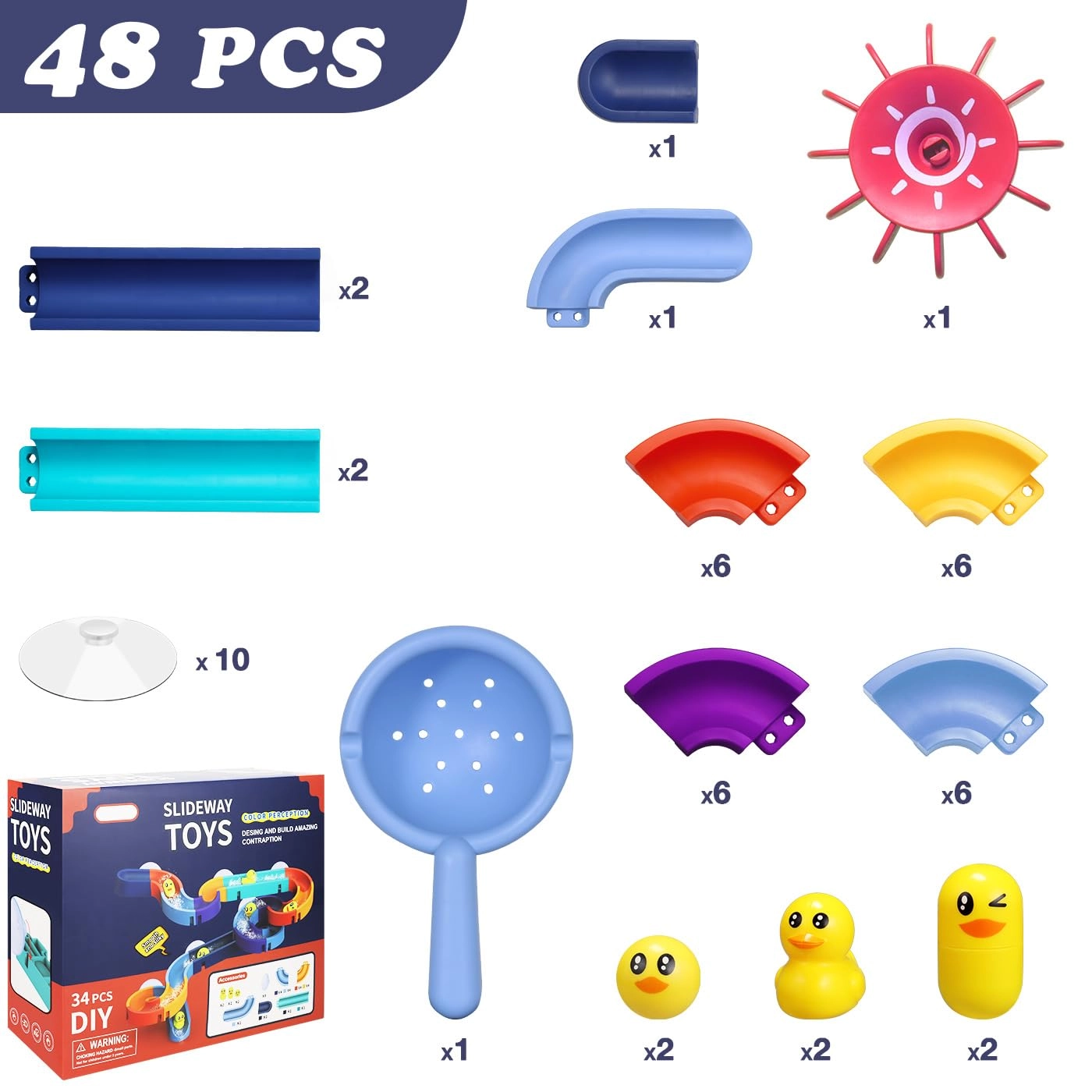 Bath Track Toys - 48PCS Multicolored 3+