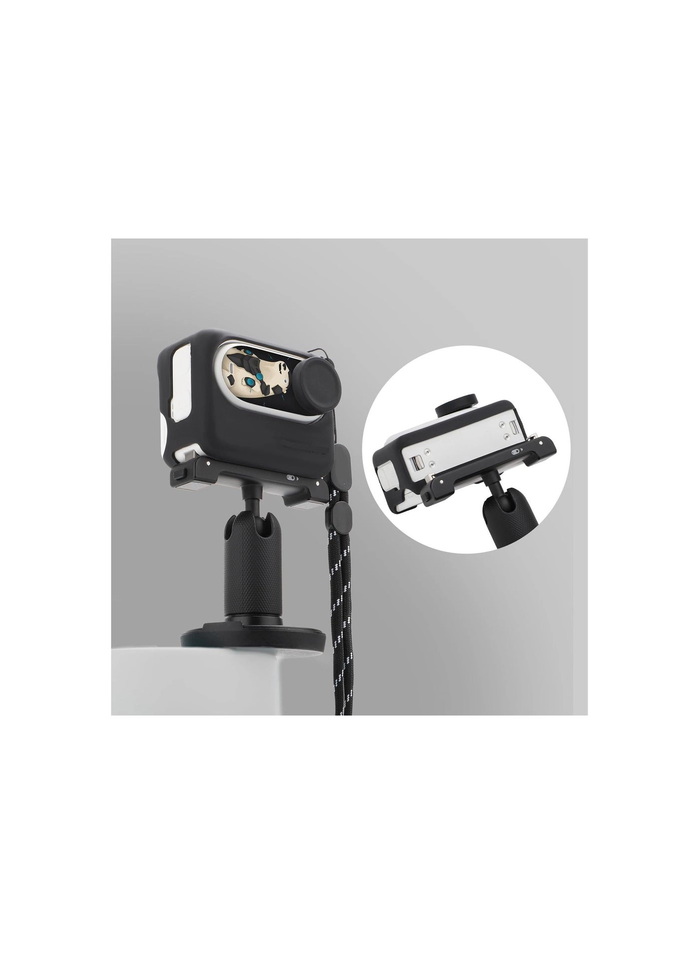 Silicone case + Lens cap + Lanyard + Sticker