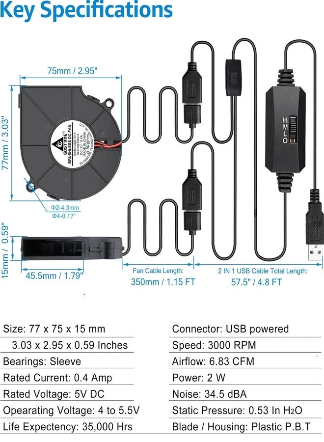 USB Blower Fan - 75mm