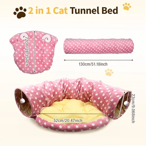 Cat Tunnel Bed - 2-in-1 Collapsible Washable Plush