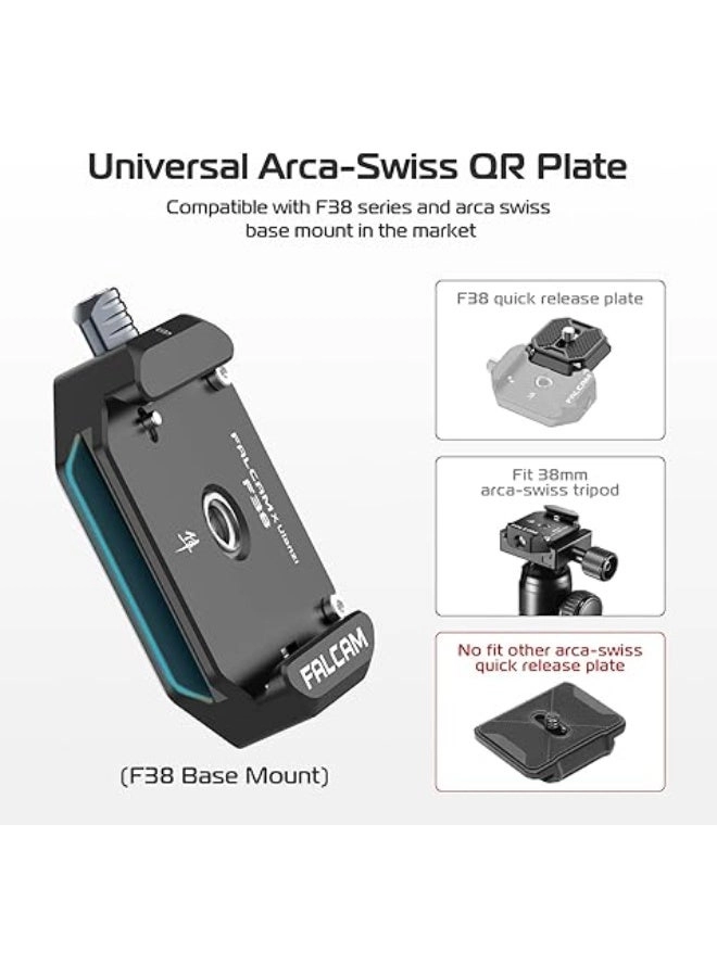 F38 - Quick Release Plate Base Mount 1/4" 3/8" Screw Thread