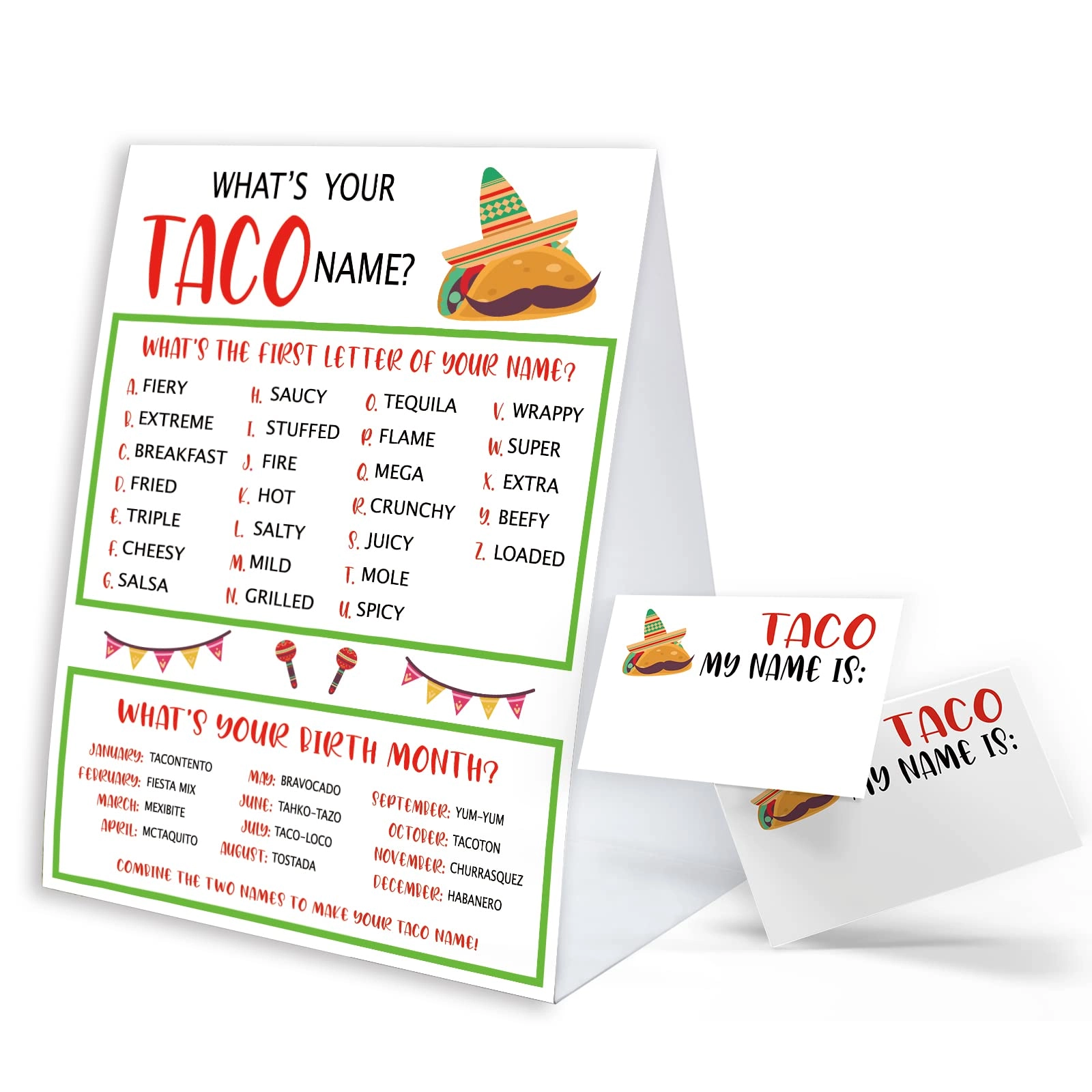 BEUFSE What's Your Taco Name Game Sign - 30 psc