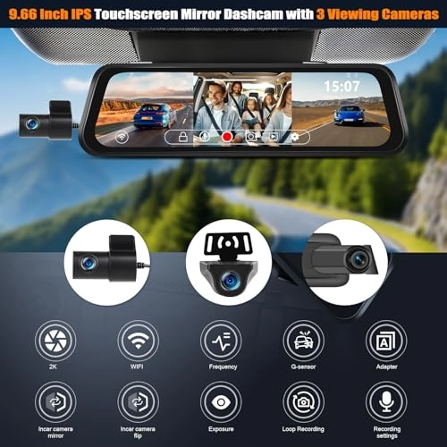 Mirror Touchscreen Dash Cam - 2K