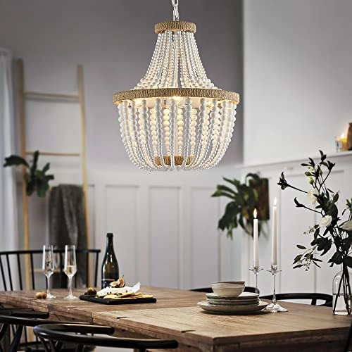 Farmhouse Wood Beaded Chandeliers