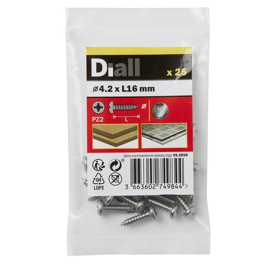 Diall Stainless Steel Pan Head Screw - 1.6 cm 4.2 mm