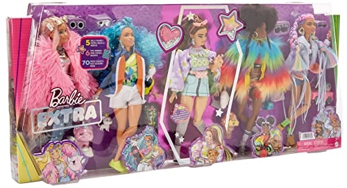 Barbie Extra - 5-Doll 70 Fashion Pieces 5 Pets Ages 3+ Pack