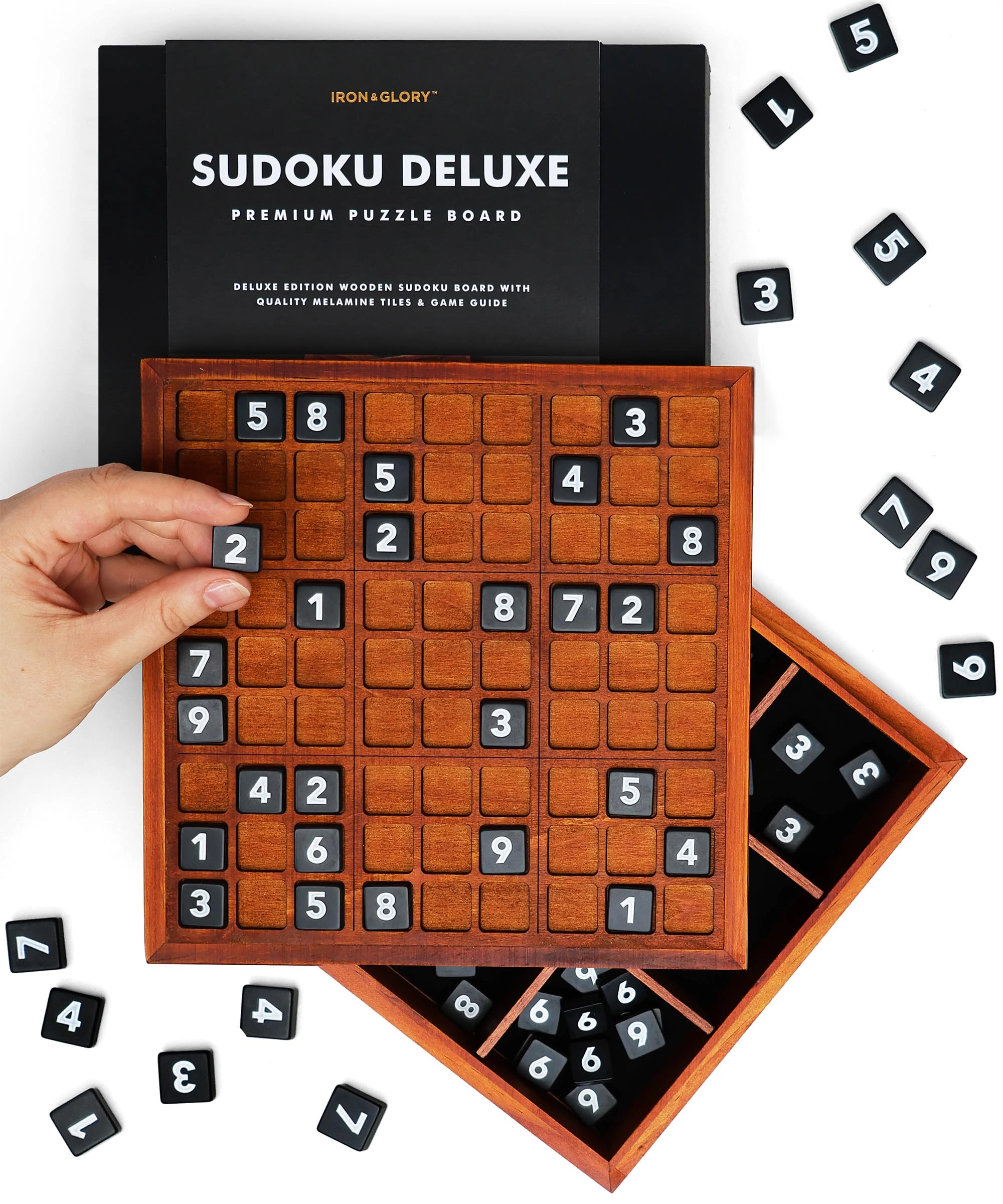Iron And Glory Deluxe Wooden Sudoku Puzzle - 81 Numbered Tiles X-Large