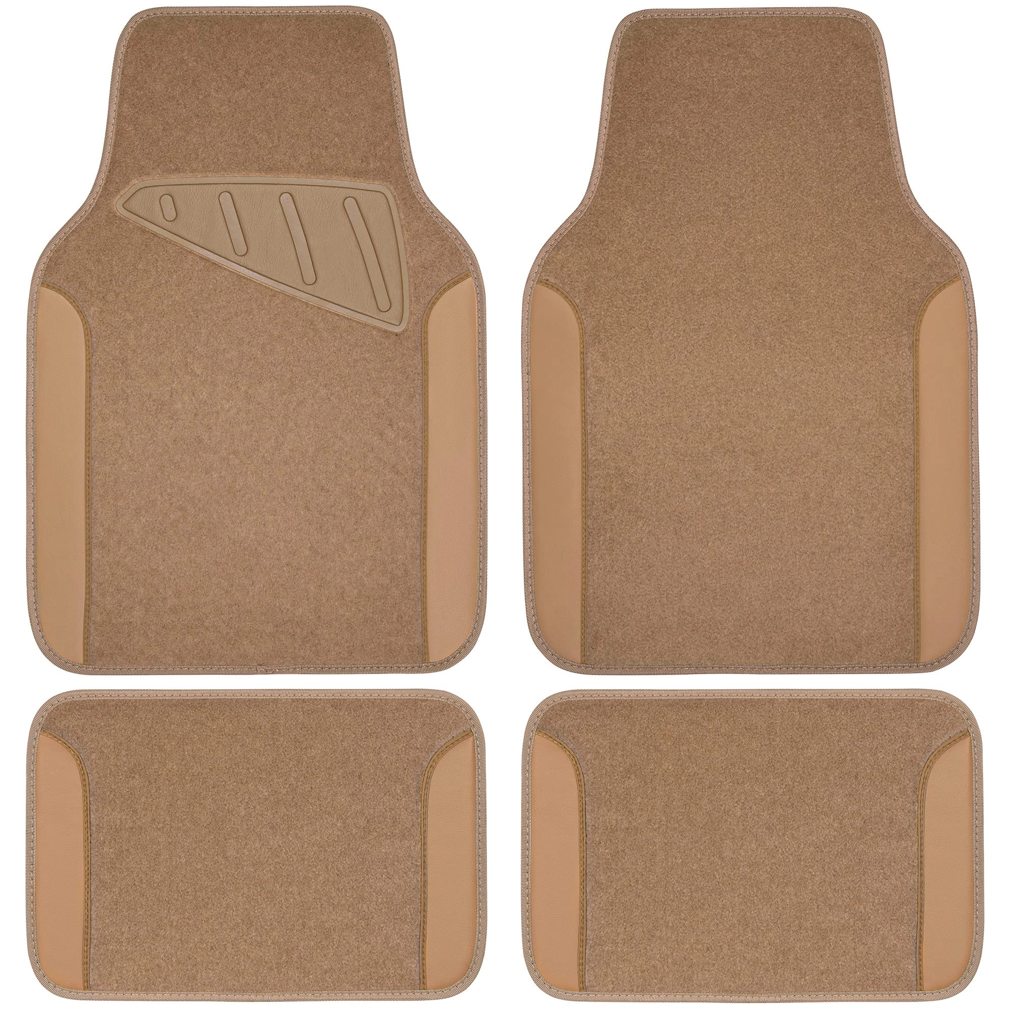 LJ Universal Fit Car Floor Mats - Set of 4pcs Black and Burgundy