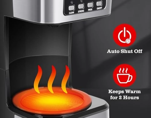 Drip Coffee Machine - 10 Cups Touchscreen Programmable