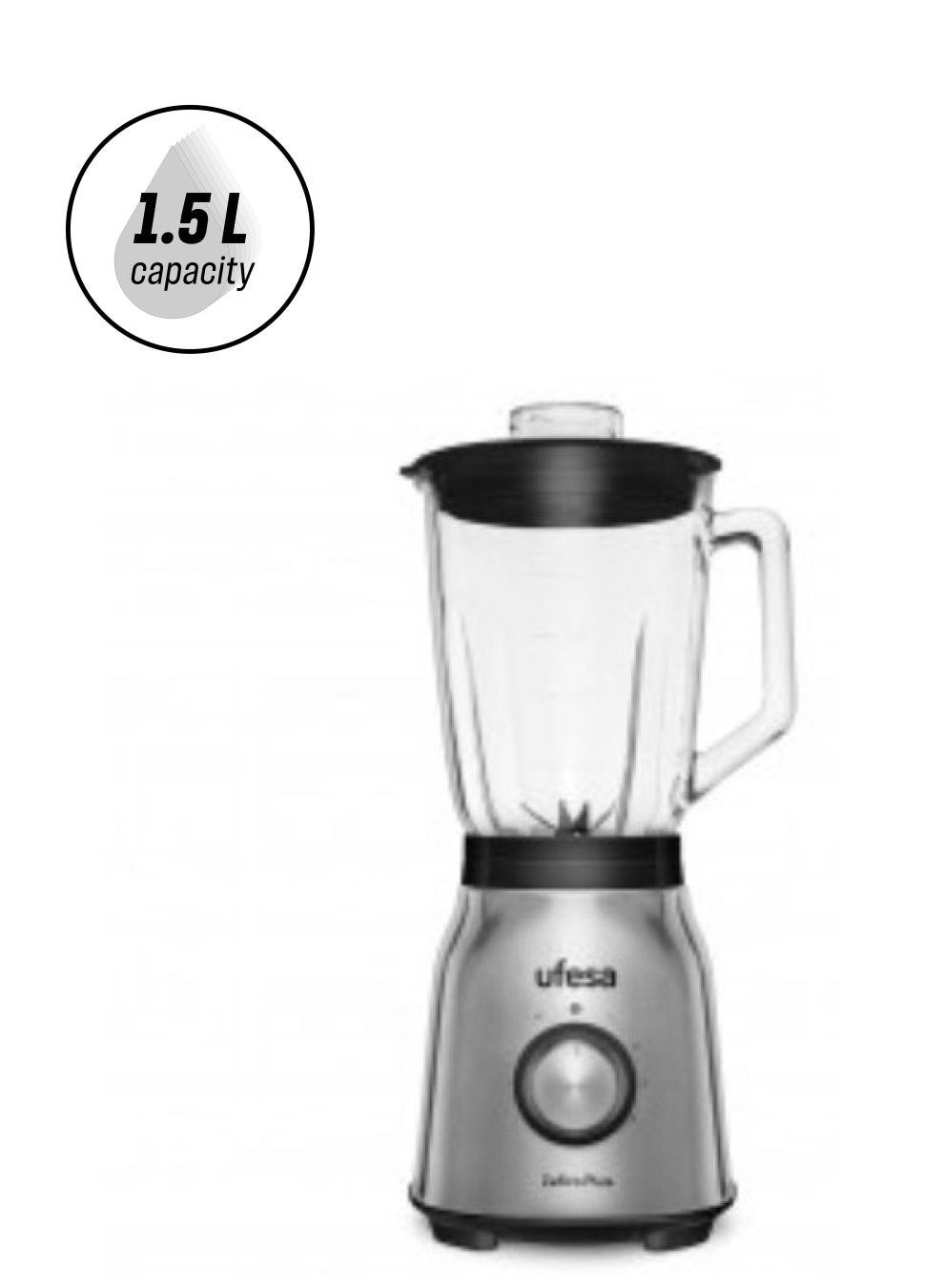 Ufesa Bs4860 Zafiro Plus - Glass jug, 4 speeds + pulse, 6 stainless steel blades, security block system