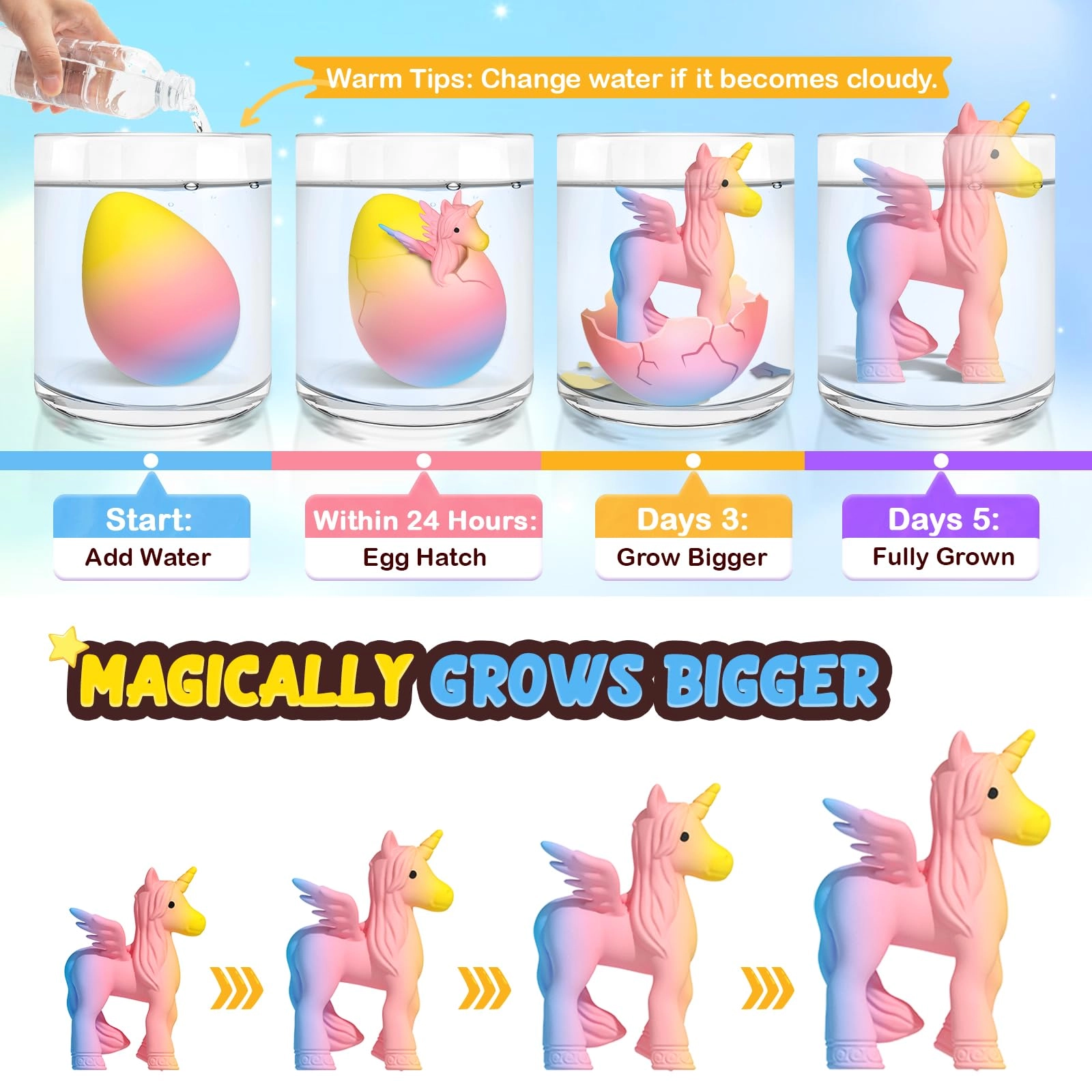 Hatching Unicorn Eggs - 3+ years 6 pcs