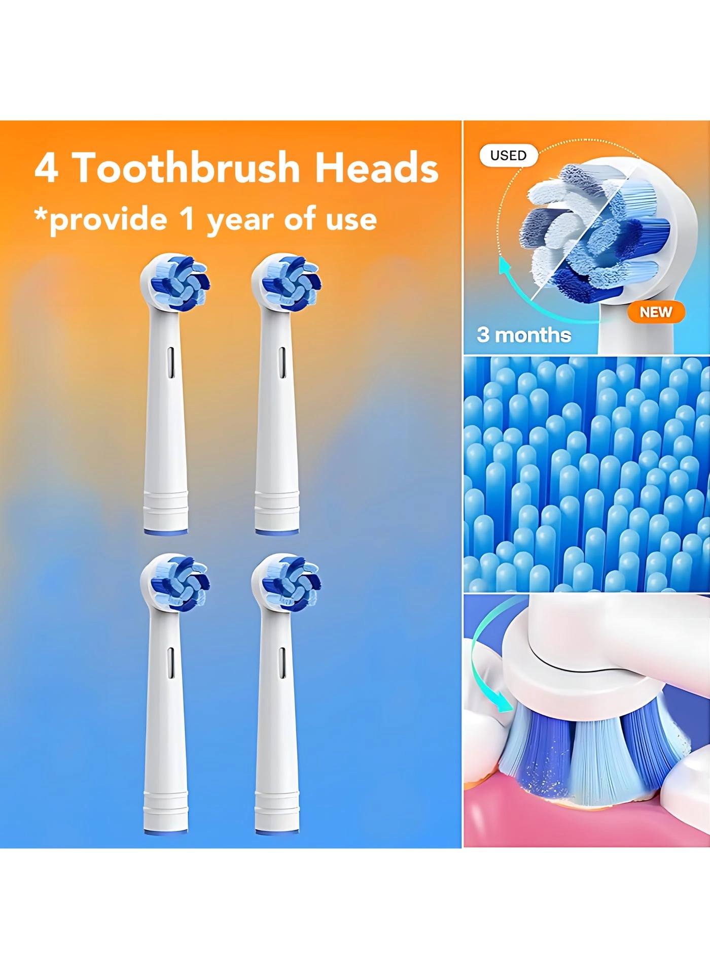 P1 - Portable Series Rotary Electric Toothbrush Dupont Brush Heads*4 Travel Case Use Time > 30 Days