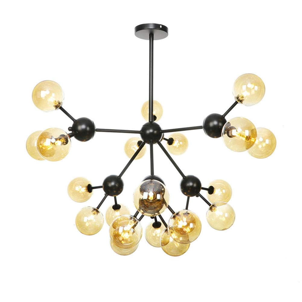 AYMAYA Magic Bean Molecular Chandelier - Black amber shade 18 heads
