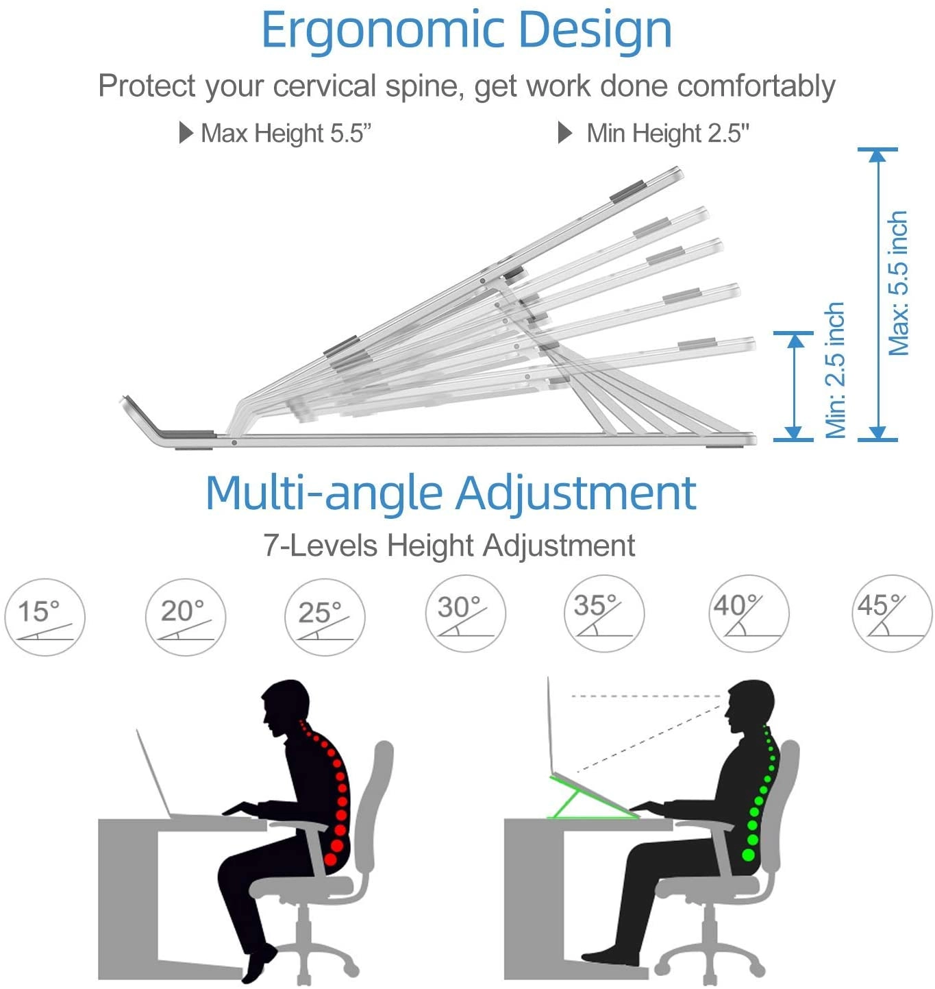 SME02 - Foldable Aluminum Laptop Stand Silver