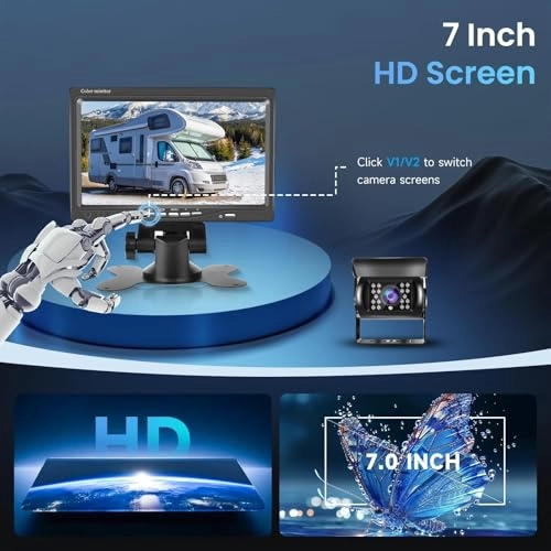 Reversing Camera - Night vision 1280*720P + 7 Inch Monitor - Wired