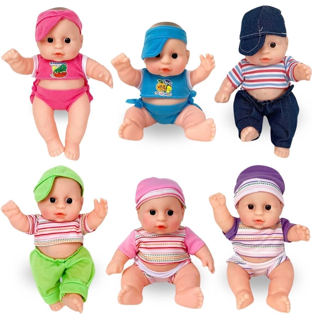 Liberty Imports Baby Doll - Pack of 6 All Vinyl 8 Inches Tall Gift Bundle Ages 18+