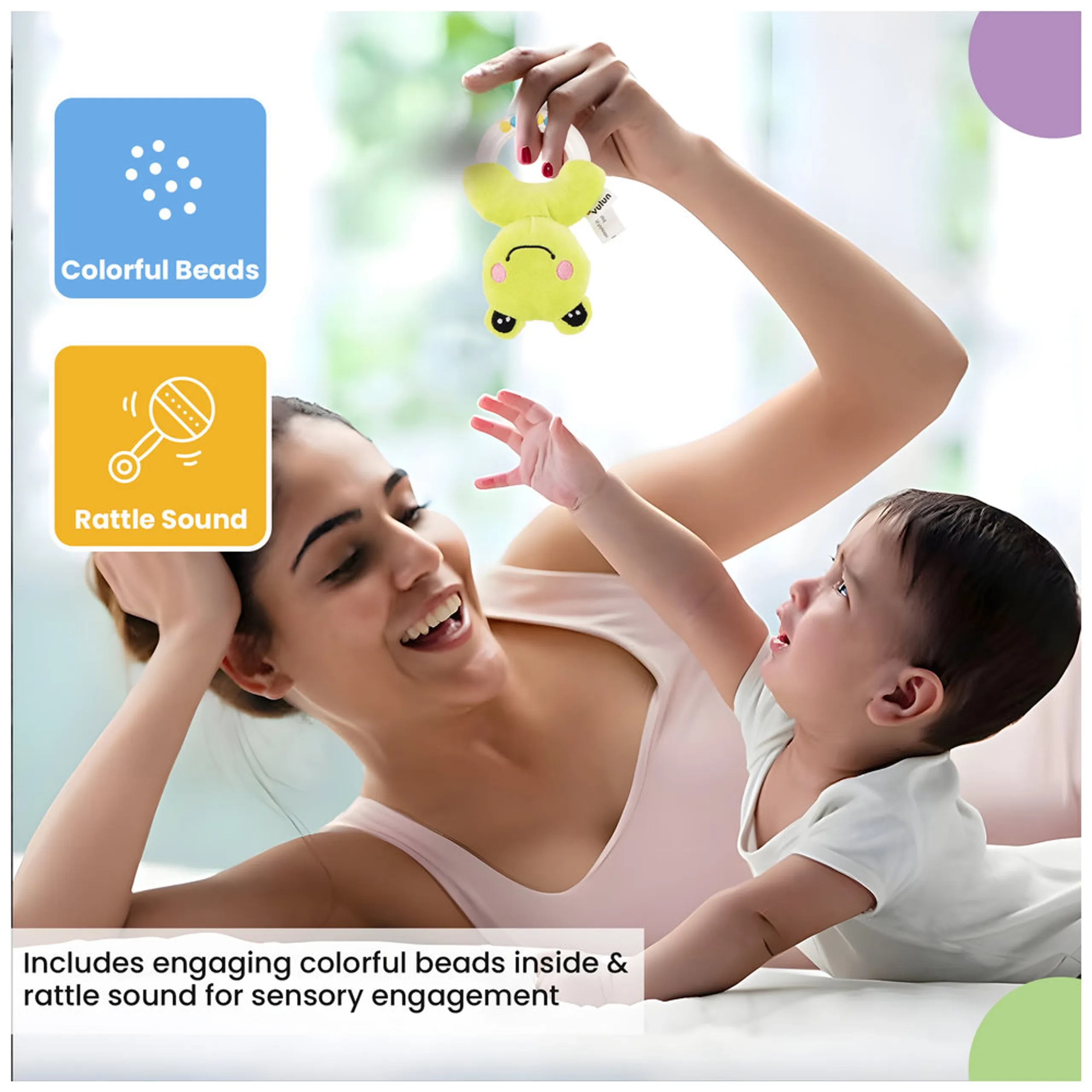 Playtime Frog Ring Rattle - Suitable For 0 to 12 Years soft fabric