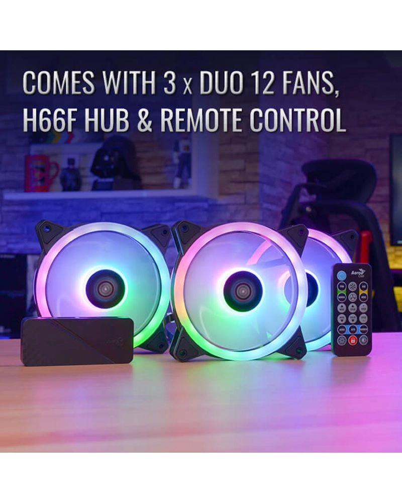 Duo 12 Pro - 3 x 120mm + H66F - RGB Control Hub + Remote Control