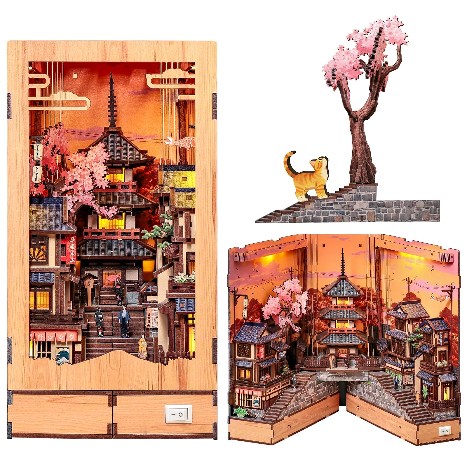 Fsolis Book Nook Kit - Japanese Street at Dusk