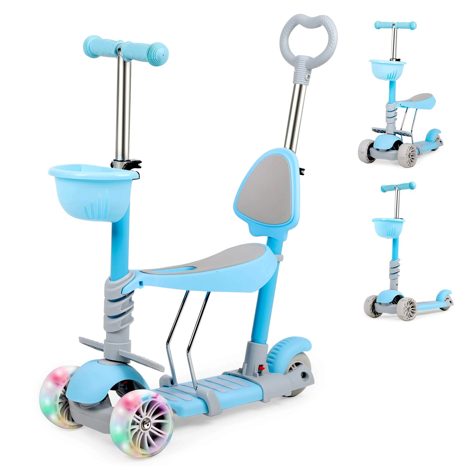 hadwin 5-in-1 3-Wheel Kick Scooter – LED + Seat