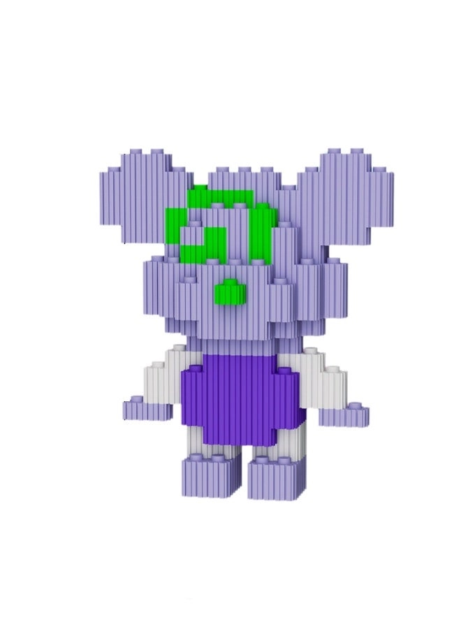 Generic Miniature Small Particle Puzzle Building Blocks - White And Purple Short-sleeved Bear