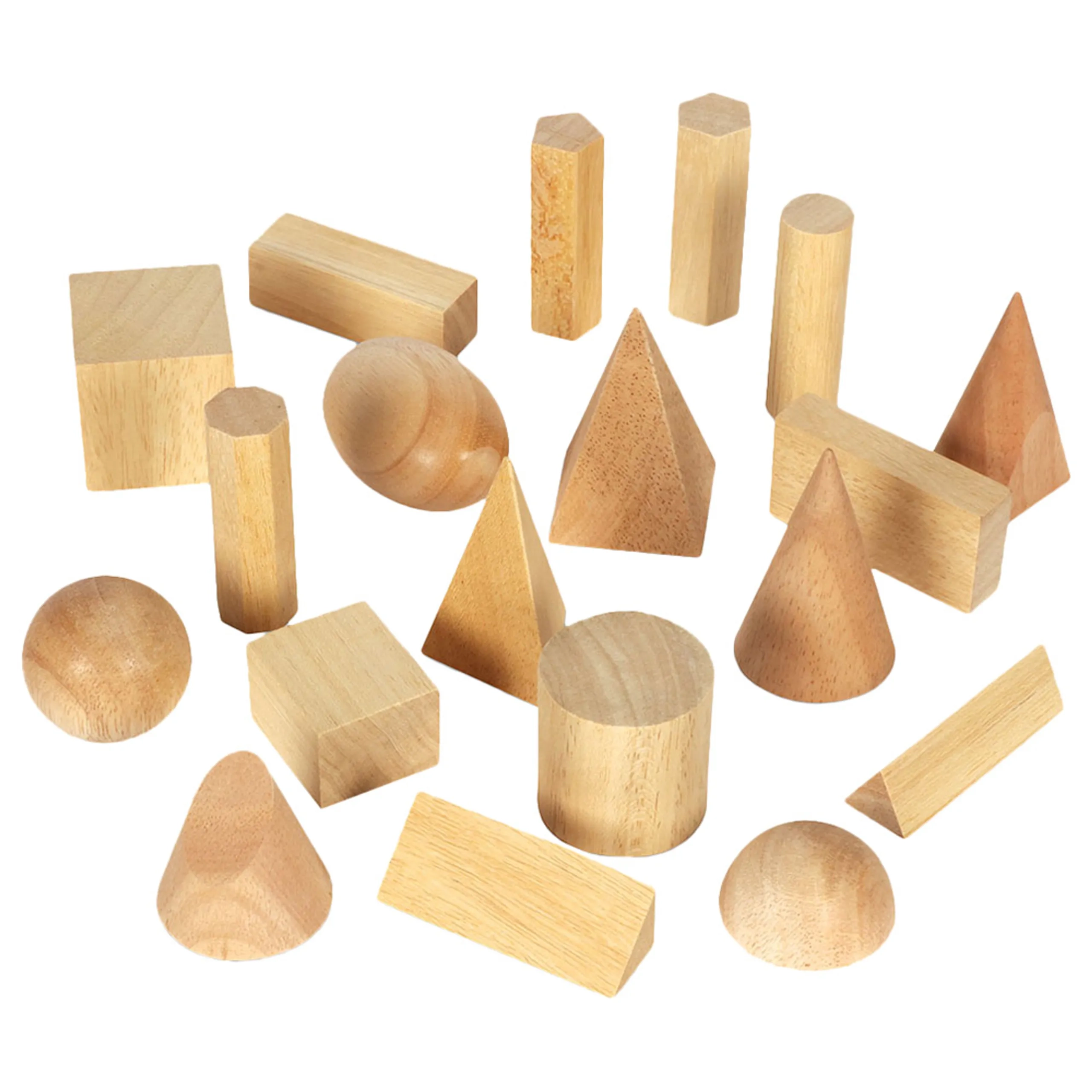 Learning Resources Set of 19 Wooden Geometric Solids - Suitable for 4 years and above 19 pieces