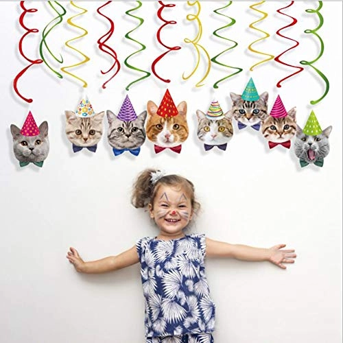 Cat Hanging Swirl Decorations - 30 piece(s) Birthday