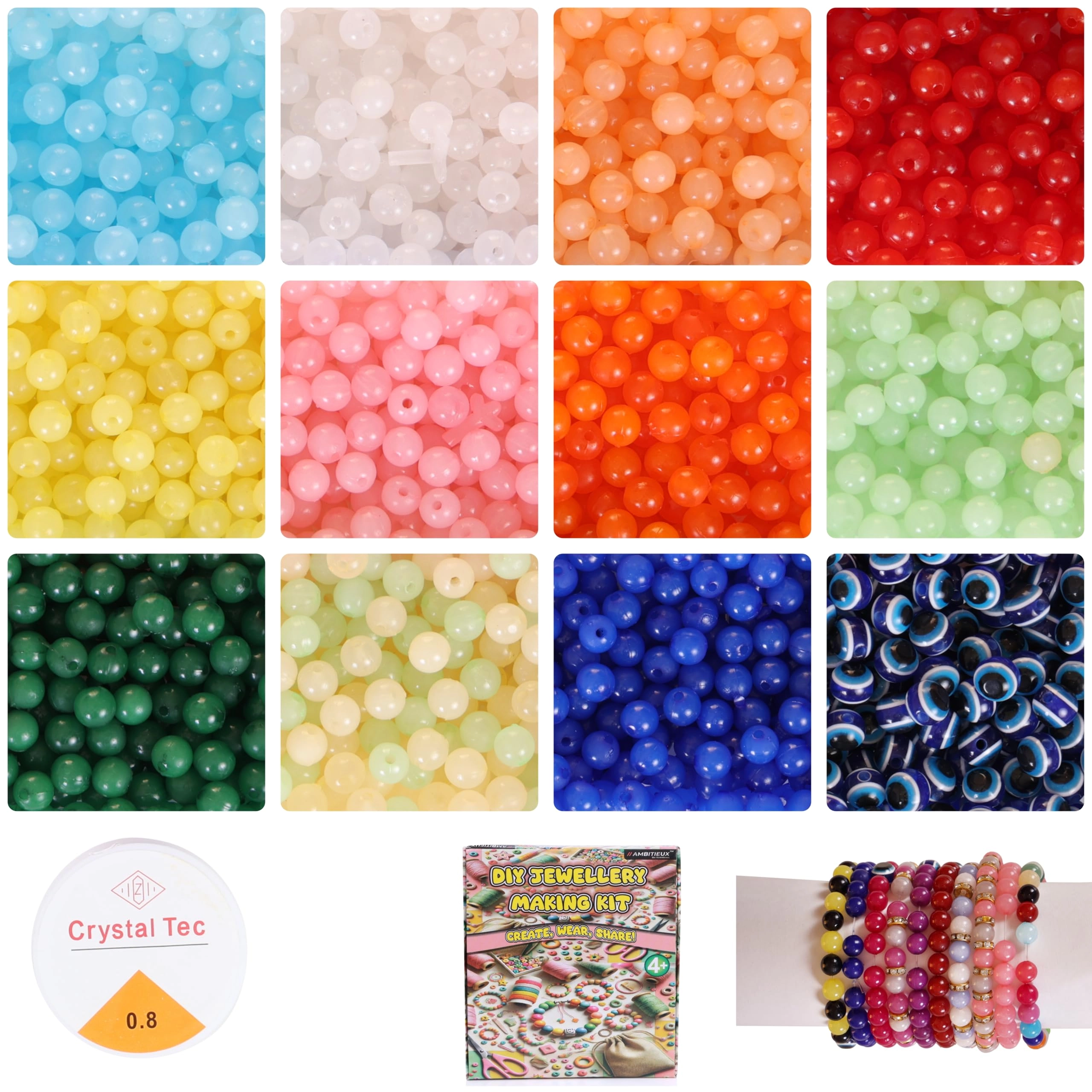 Bracelet Making Kit - 12 Types 10m Elastic Thread
