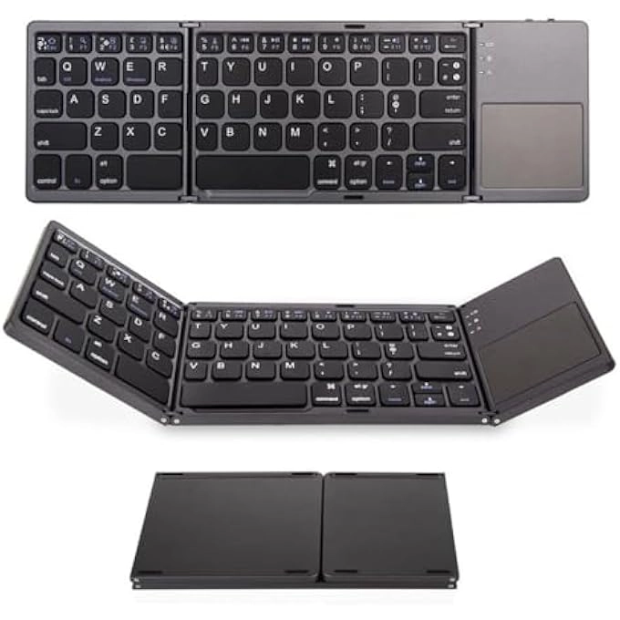 Foldable Bluetooth Wireless Keyboard - Trackpad Rechargeable