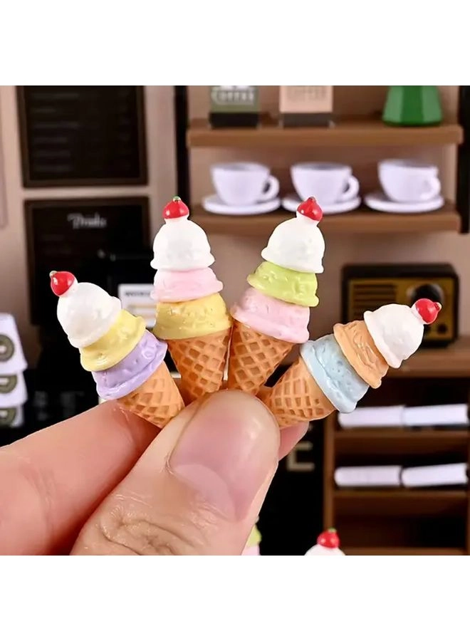 Generic Miniature Ice Cream Cone Set - 4 pcs
