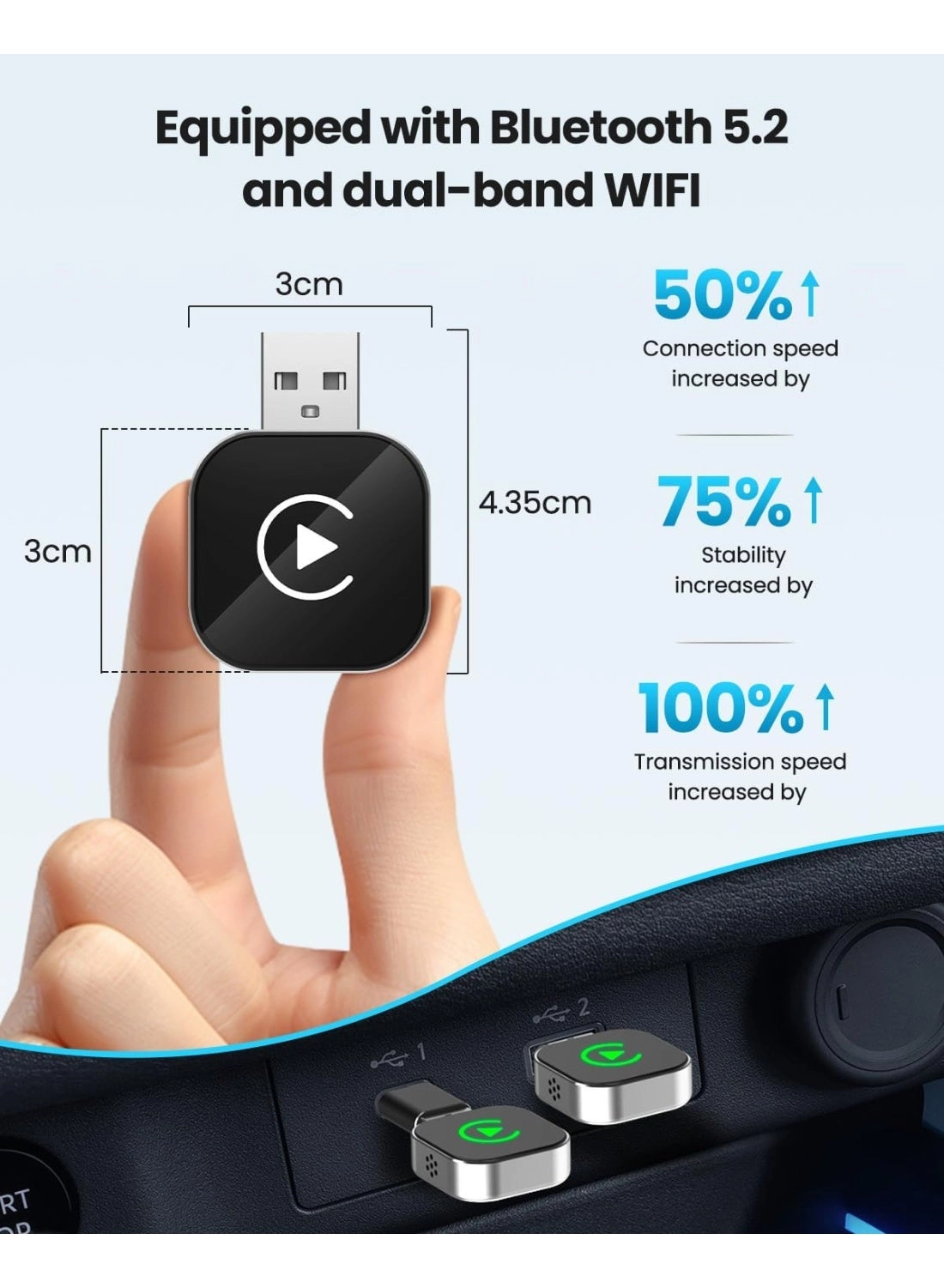 2-in-1 wireless Carplay Adapter - Android Auto Mini