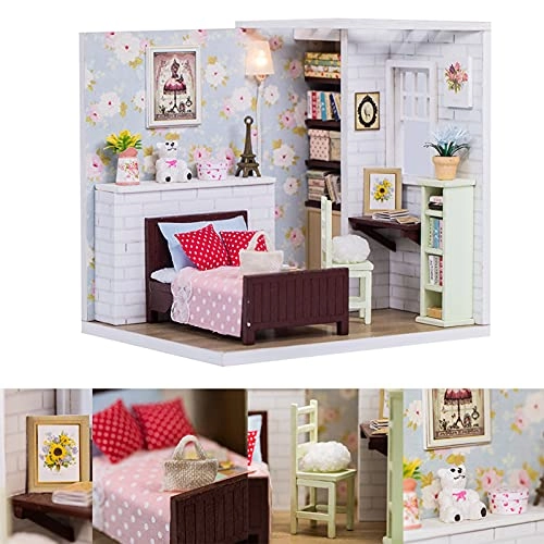 Miniature Dollhouse Kit - Wood 12 x 10 x 11.5 cm 2 x AAA