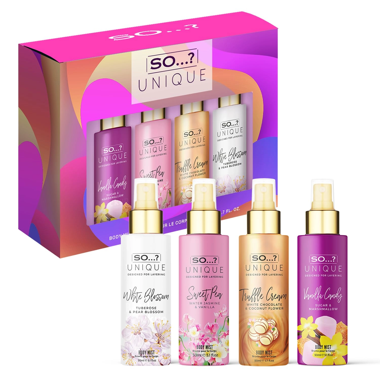 Sony Unique Body Mist Set - 200 Milliliters Coconut, Jasmine, Vanilla