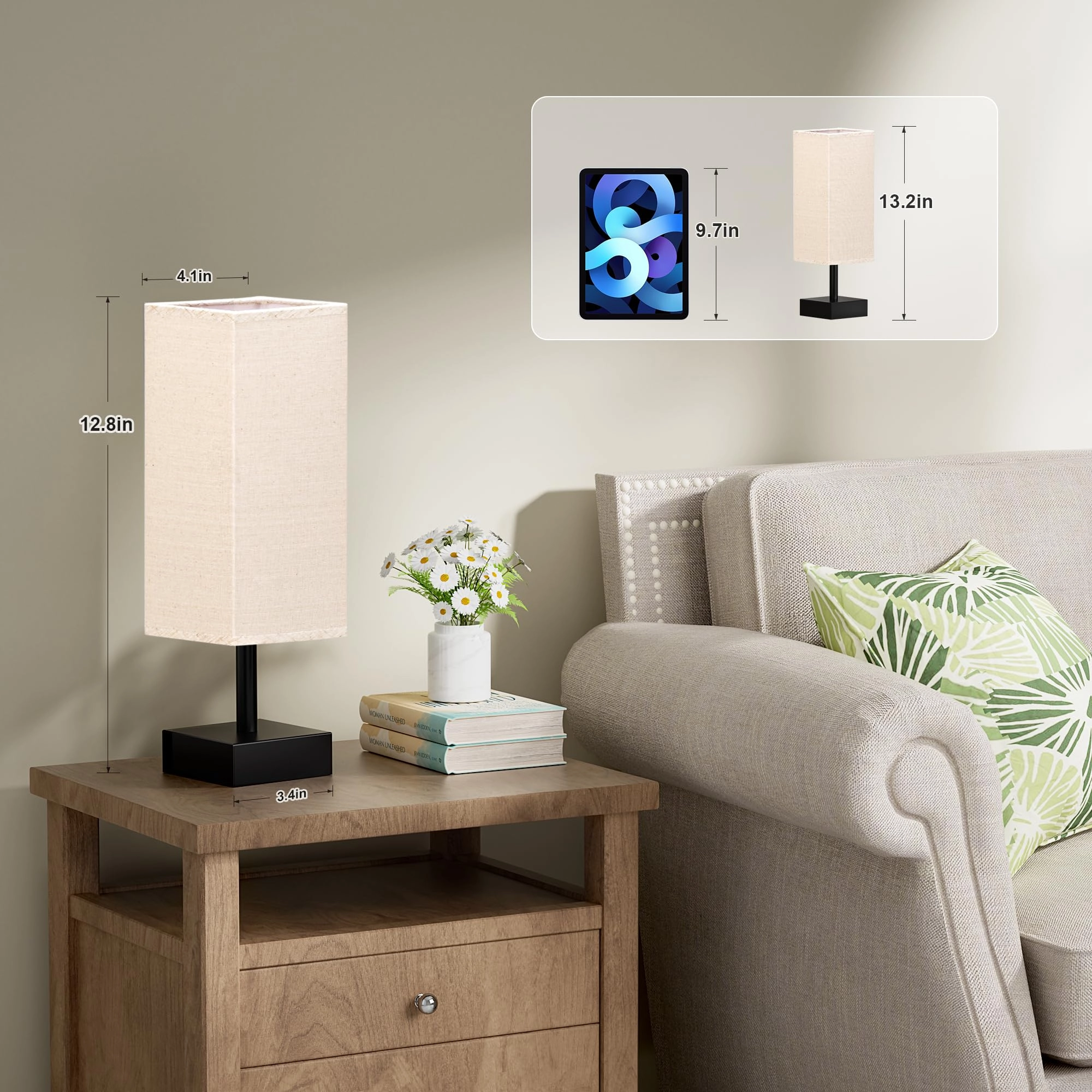 S6-16 - Linen Black Small Table Lamp