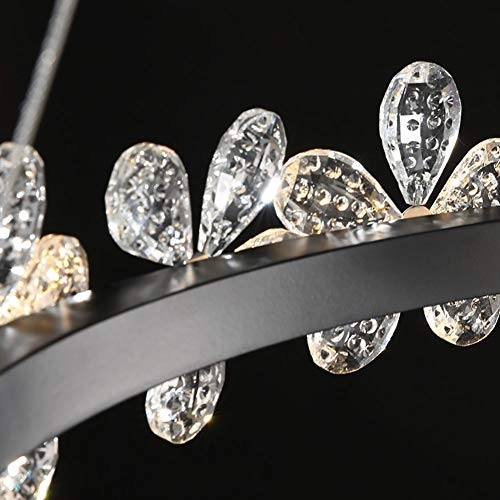 Nordic Crystal Flowers Chandelier - Black warm light